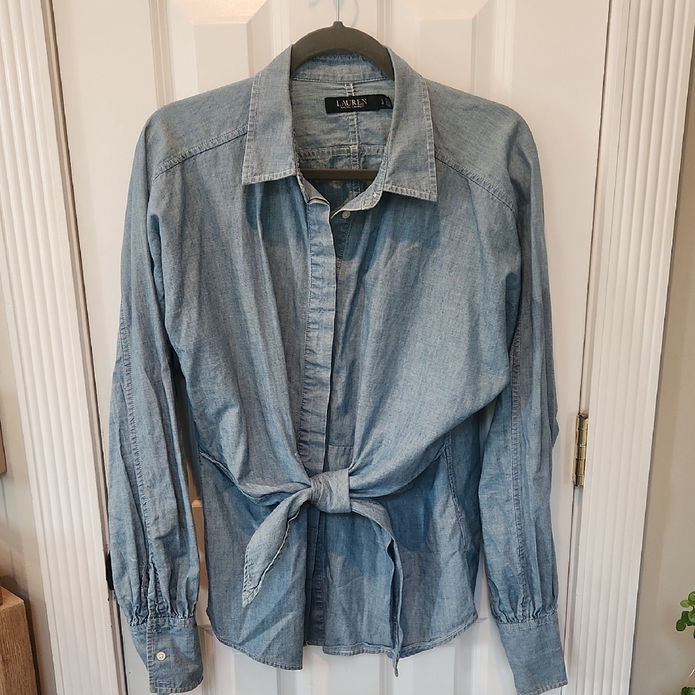 Ralph Lauren Black Label Light Blue Denim Blouse